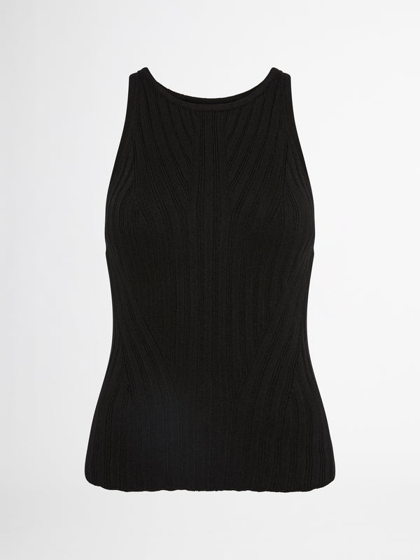MAGGIE KNIT TOP IN BLACK GHOST IMAGE