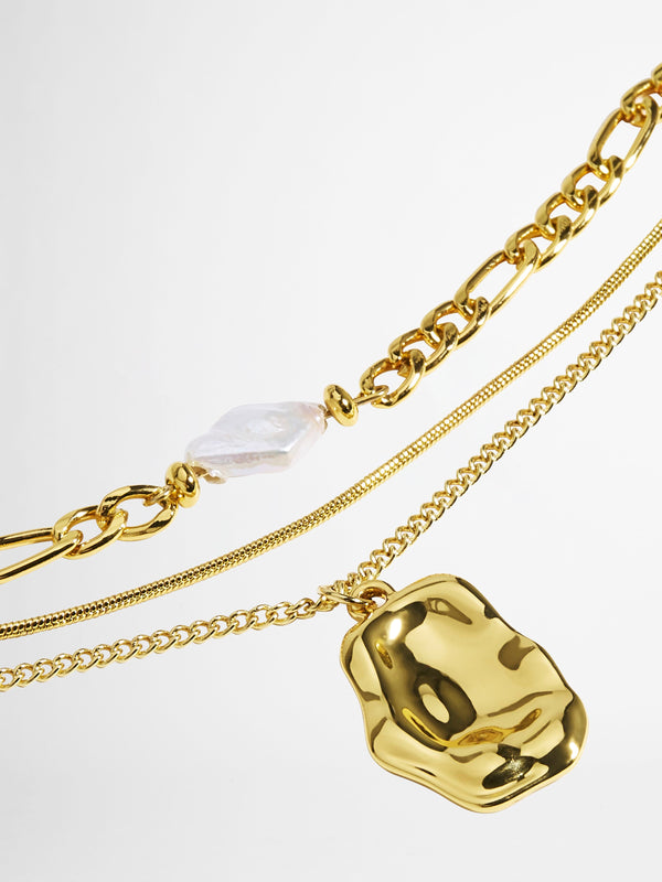 KATY LAYERED NECKLACE GOLD DETAILED GHOST IMAGE
