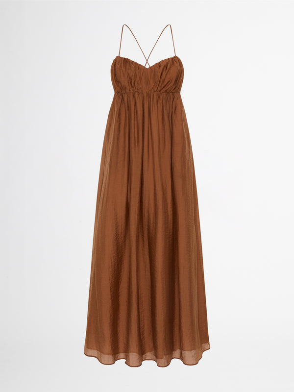 AMELIE MAXI DRESS CHOCOLATE GHOST IMAGE