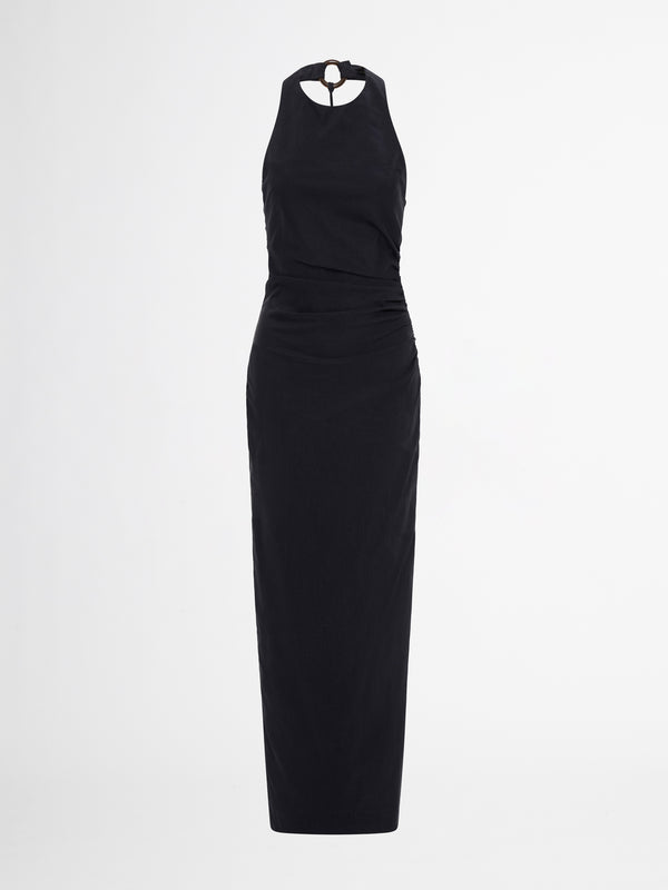 ENVY MIDI DRESS IN MIDNIGHT GHOST IMAGE