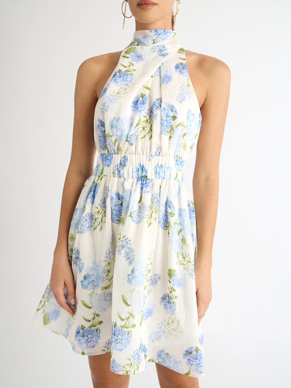 BLUE BELL MINI DRESS IN FLORAL PRINT CLOSE UP