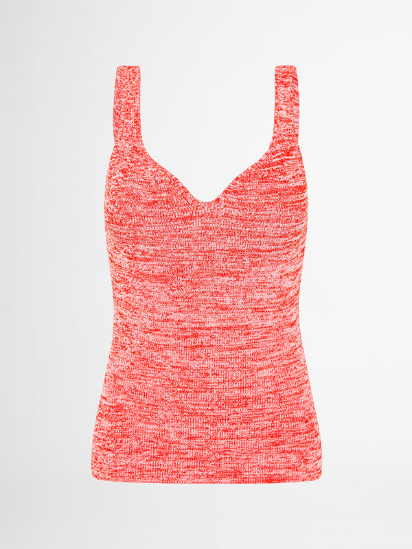 GEORGIA KNIT TOP IN FLAME RED GHOSTG IMAGE