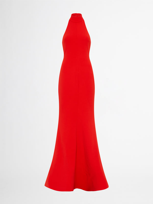 FORTUNE HALTER MAXI DRESS IN RED GHOST IMAGE