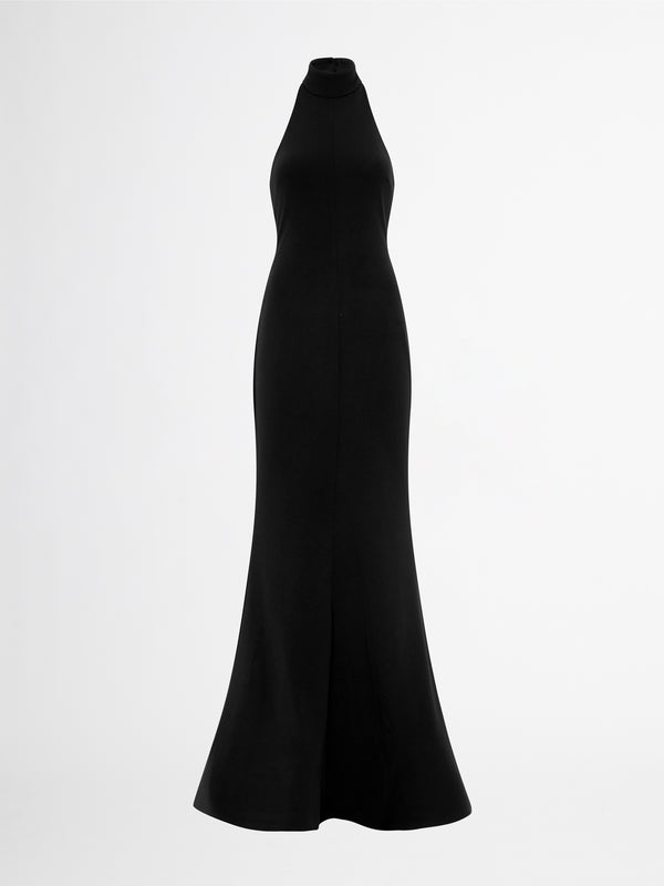 FORTUNE HALTER MAXI DRESS IN BLACK GHOST IMAGE