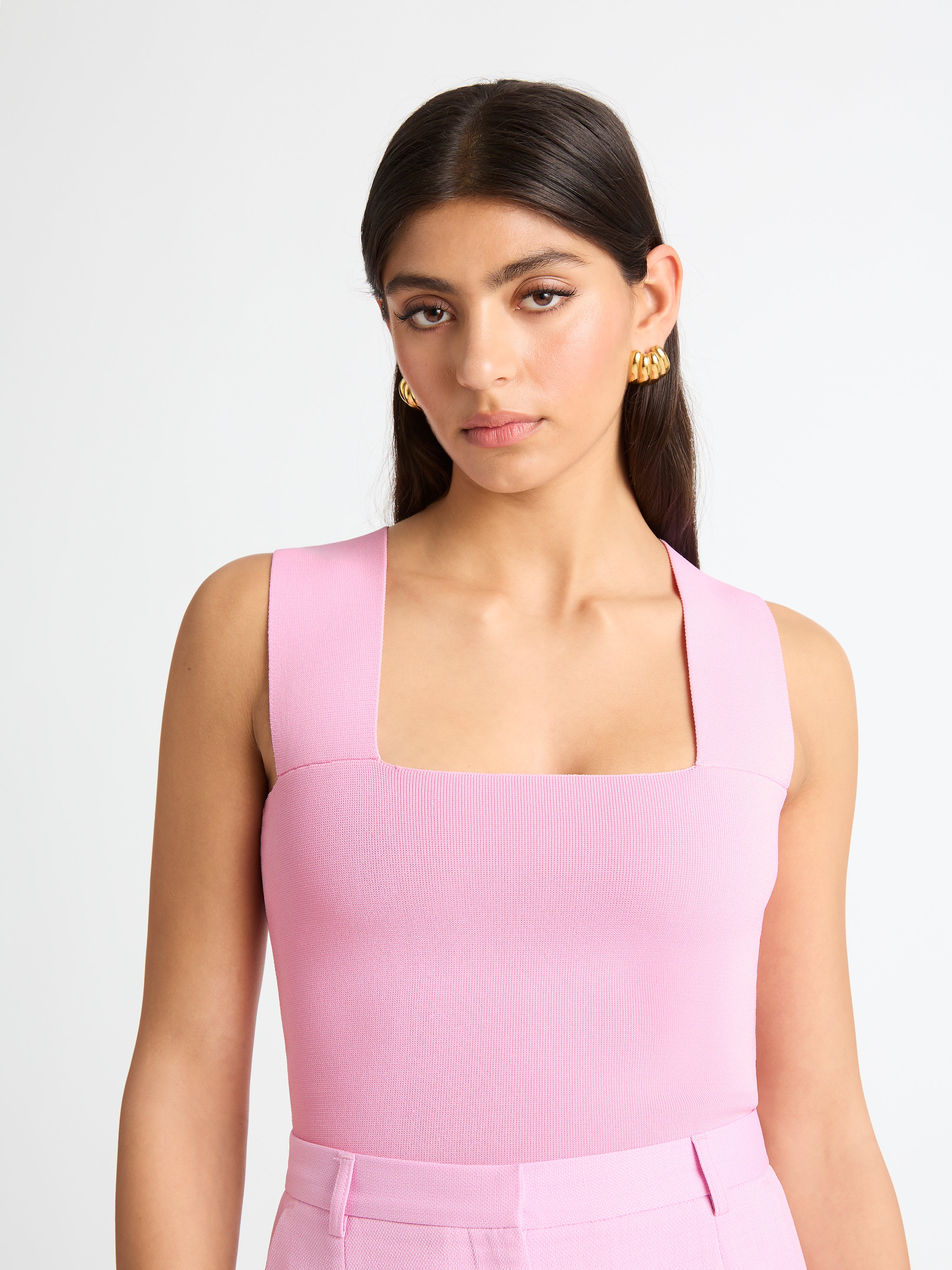 Amalfi Longline Top Pink | Knit Cami Top | SHEIKE