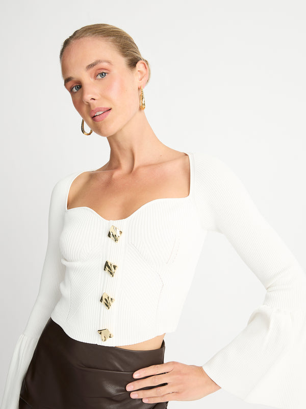 ADELINE KNIT TOP IN IVORY